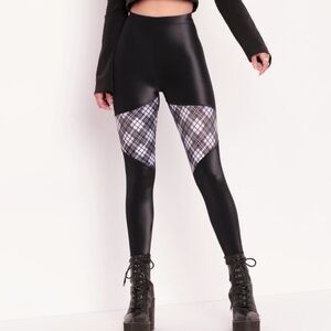 Blackmilk Spartans Tartan Heather High Waist Wet Look Leggings Size XS